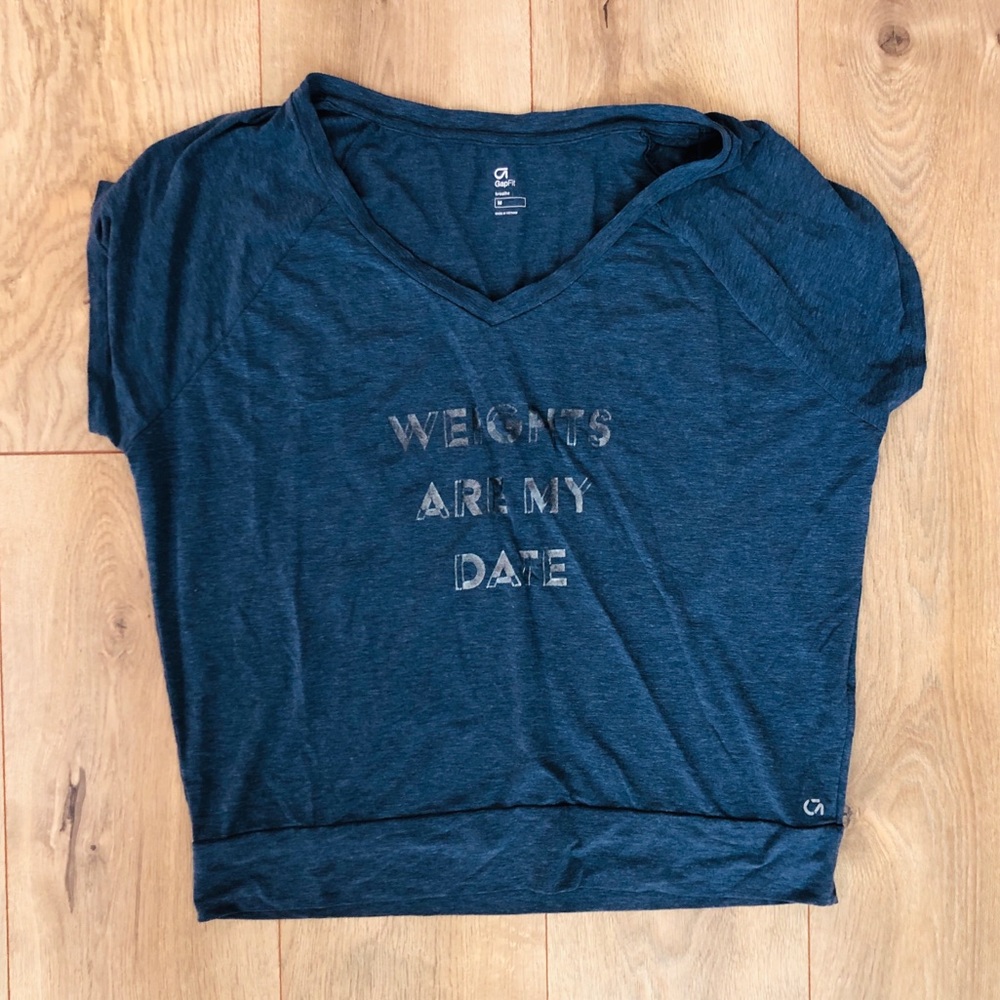 Gap Body “Weights Are My Date” Short Sleeve Workout Top